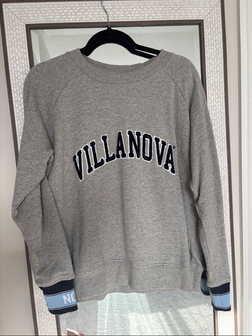 Villanova Embroidered Gray Crewneck Sweatshirt